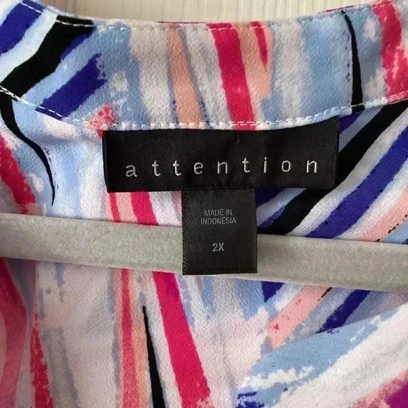 Attention Multicolor Triangle Geometric Print Dress, Sleeveless Tunic Size 2X - Picture 3 of 5